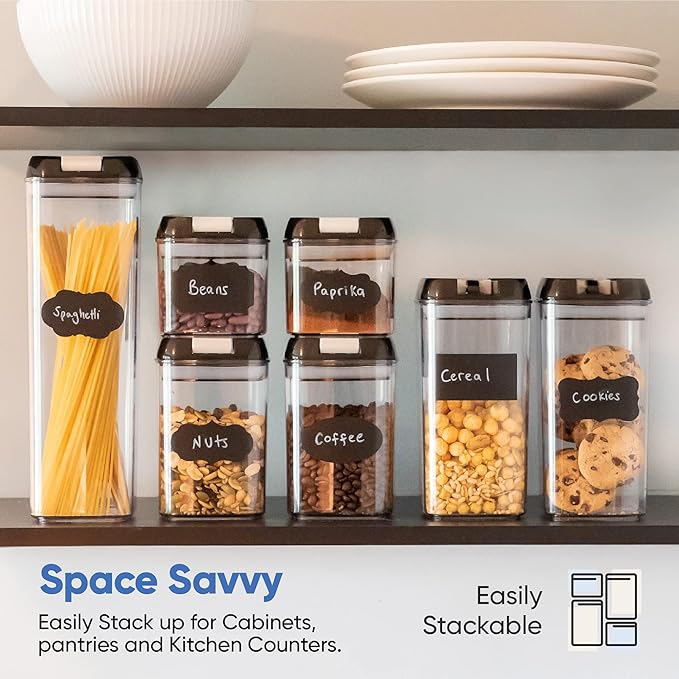 Chef's Path - Set of 7 Airtight Food Storage Containers for Kitchen Storage - Clear Plastic - Durable Strong Lids - Labels and Chalk Marker-Ruum Studio Home