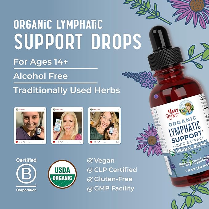 MaryRuth Organics Lymphatic Support Drops | USDA Organic Lymphatic Cleanse Immune Support Supplement| Lymphatic Support with Echinacea & Elderberry | Blue Vervain | Vegan | Non-GMO | 30 Servings-Ruum Studio Home