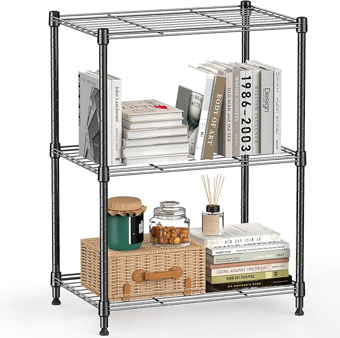 450 lbs Steel Storage Shelving 3-Tier Utility Shelving Unit Steel Organizer Wire Rack for Home,Kitchen,Office (11.8" D x 17.7" W x 26.3" H)-Ruum Studio Home