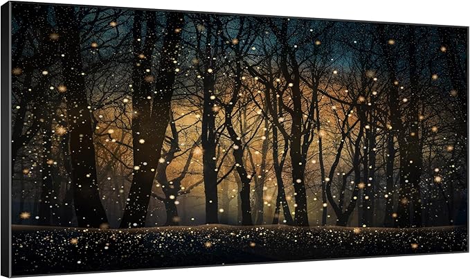 SIGNWIN 30"x60" Extra Large Framed Wall Art Magical Firefly Night Forest, Enchanted Woodland Scene for Home Living Room Bedroom Decor (Frame Assembly Required)-Ruum Studio Home