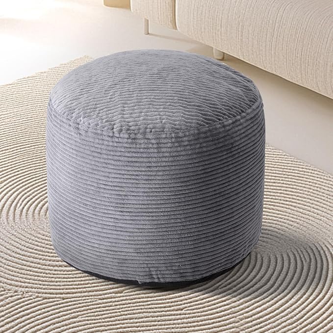 Dual-Size Corduroy Footrest with Hidden Zipper – Ergonomic Memory Foam Ottoman Poufs for Office Desks, Couches & Delicate Floors, Dark Gray 20"x 15"-Ruum Studio Home