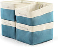 TcaFmac Storage Basket for Organizing - Large 4 Pack Fabric Storage Bins Baskets for Shelves with Ropes, Collapsible Storage Cubes for Closet Toy (White & Green16x12x8 inch)-Ruum Studio Home