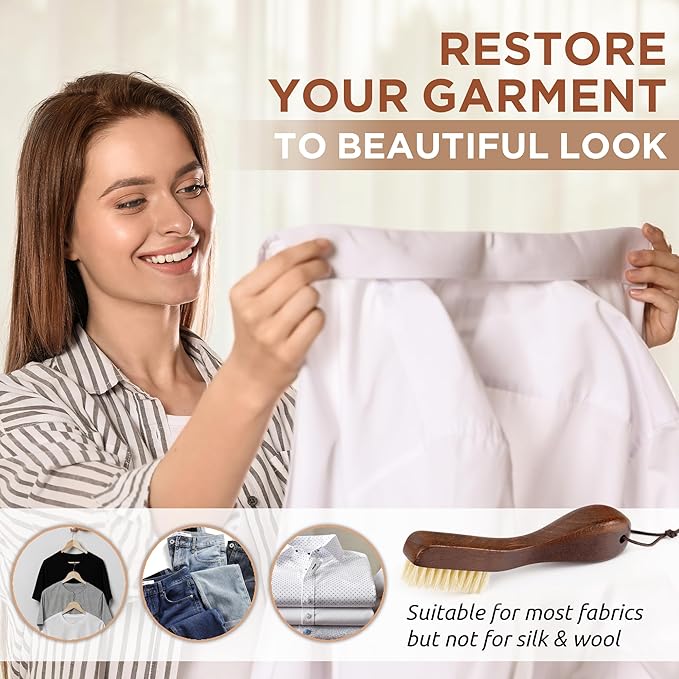 TAKAVU Stain Brush, Laundry Brush for Stain Removal, Natural Boar Bristle Cleaning Brush with Ergonomic Handle, Suitable for Delicate Fabrics Without Damage, Perfect Laundry, Shoes, Boots, Home-Ruum Studio Home