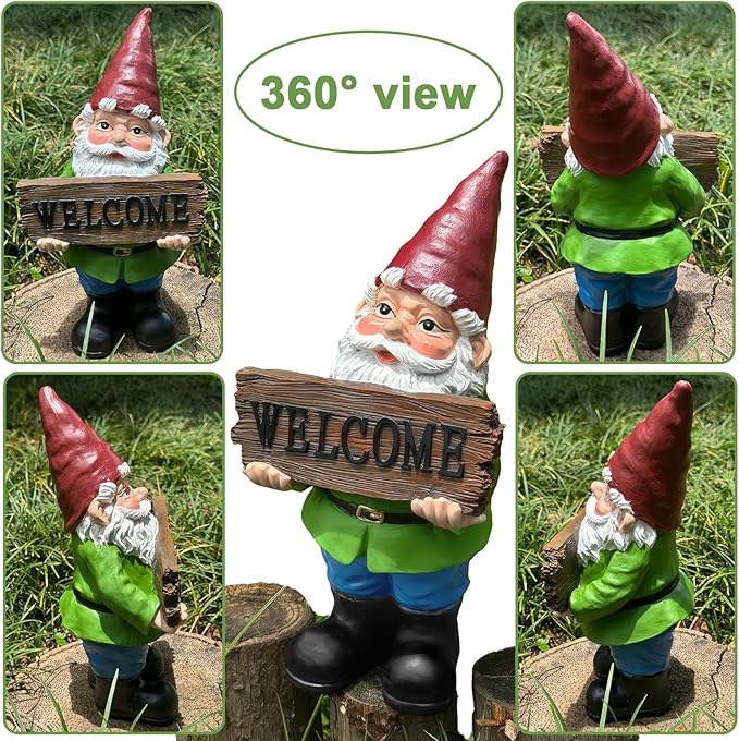 Gnome Garden Decor Statue Gnomes Decorations for Yard with Welcome Sign Outdoor Decorations for Patio Unique Garden Gifts for Women Mom Grandma-Ruum Studio Home