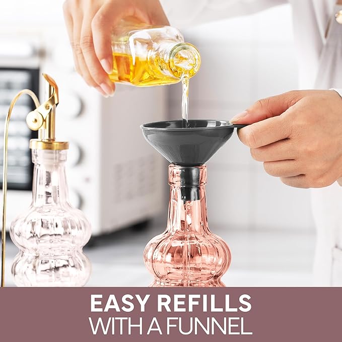 COOK WITH COLOR Glass Olive Oil Bottle Dispenser - 2 Pack- 17oz Oil and Vinegar Cruet - Olive Oil Carafe Decanter for Kitchen-Ruum Studio Home