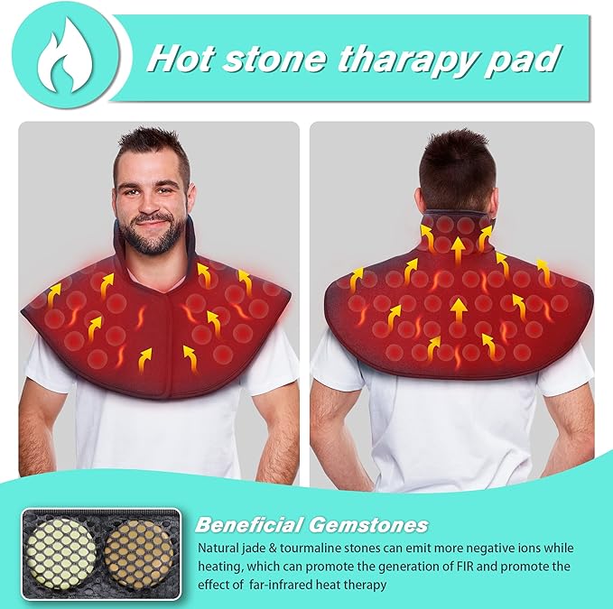 UTK Heating Pad for Neck and Shoulders,Natural Jade Tourmaline,Upgrade Size to Cover More Areas of Neck,Shoulder,Shoulder Blade and Back(23''x 24'')|Gift for Dad-Ruum Studio Home