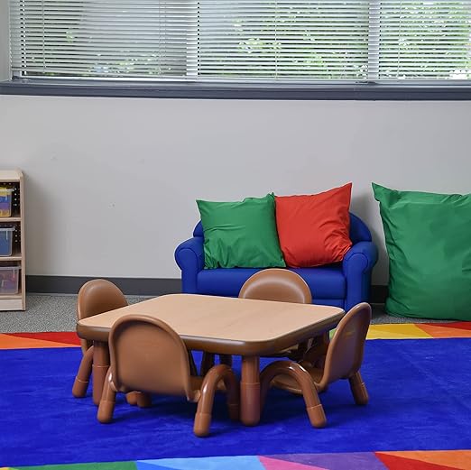 Children’s Factory Baseline Toddler Square Table and Chairs Set, Natural Wood – Includes One 30”, 12” High Square Table and Four 5” High Chairs – Durable, Lightweight, Easy to Move-Ruum Studio Home