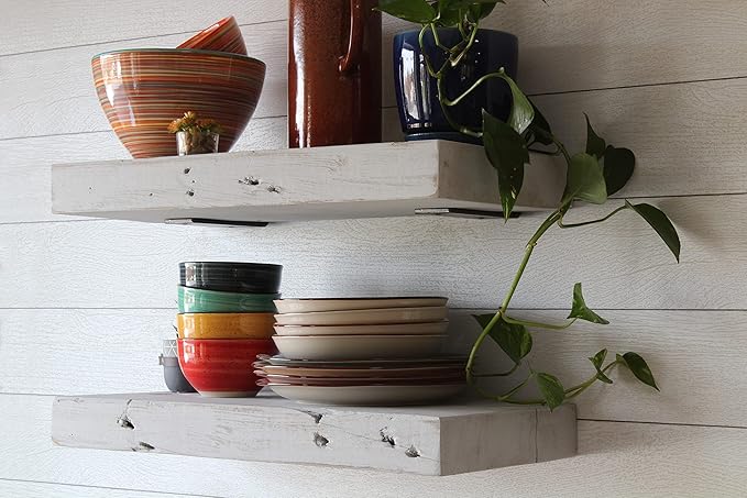 Urban Legacy Reclaimed Barn Joist Deep Floating Shelves | Deep Shelves with Low Profile Shelf Bracket with High Weight Capacity, Set of 2 (24" x 11" x 2.5", Rustic Gray)-Ruum Studio Home