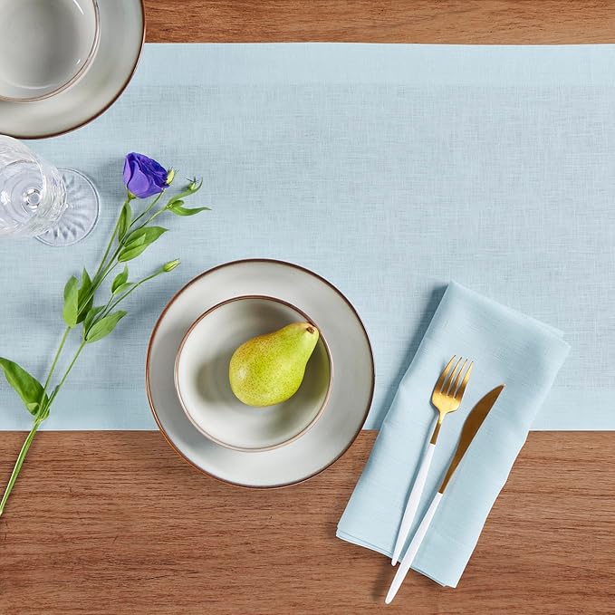 Solino Home Linen Ice Water Table Runner 144 Inches Long - 100% Pure Linen Extra Long Table Runner 14 x 144 Inch - Fete-Ruum Studio Home