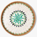 Round Rattan Tray with Mother of Pearl Inlay & Wooden Base - Decorative Wicker Serving Tray for Coffee/Bread/Fruits, Food Storage & Display - Multipurpose Home Decor (M,Bohemia)-Ruum Studio Home