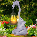 Solar Garden Statues Outdoor Decor- Yard Decorations for Patio, Balcony, Backyard, Lawn Ornaments - Elephants Figurines with LED Light- Unique Birthday House Warming Gifts for Women, Mom, Grandma-Ruum Studio Home