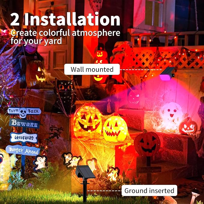 Solar Spot Lights Outdoor Color Changing, [7 Mode/12 Pack] Christmas Landscape Spotlights, Solar Lights Outdoor Waterproof, Led Powered Flood Light for Outside Pathway Yard Garden Tree Walkway-Ruum Studio Home