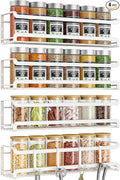 Spice Rack wall mounted 4 Pack, Space-Saving Spice Organizer for Spice Jars and Seasonings,Screw or Adhesive Hanging Spice Rack Organizer for Your Kitchen Cabinet,or Pantry Door,White-Ruum Studio Home