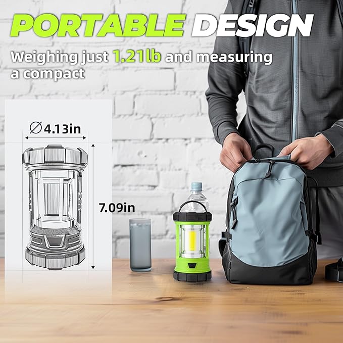 Rechargeable Camping Lantern, 3000LM 5 Light Modes Camping Light 4400 Capacity Phone Charger LED Impact-Resistant Flashlight Lantern Portable Waterproof Hurricane Lanterns for Emergency-Ruum Studio Home