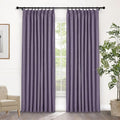 Macochico Pinch Pleated 100% Blackout Curtains Violet Linen Curtains for Bedroom Living Room Farmhouse Thermal Insulated Window Panels Pleated Curtains with Hooks and Tieback 52”Wx72”L 1 Panel-Ruum Studio Home