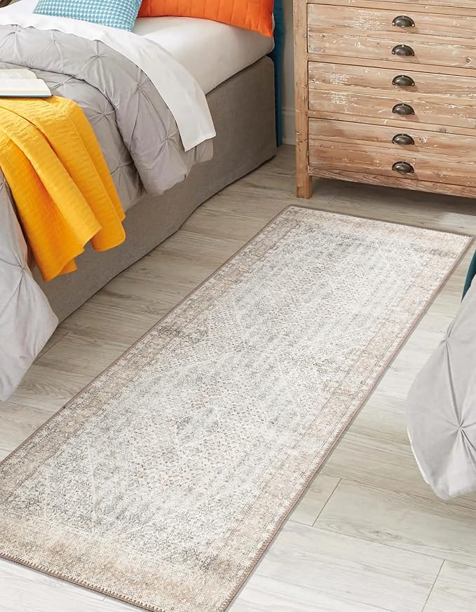 Keen Home Design 2x10 Rug - Machine Washable Runner Rug with Non-Slip Backing, Ideal for Hallway, Entryway, Kitchen, Laundry Room - Vintage, Easy Clean, Durable, Low Pile - (2'6" x 10')-Ruum Studio Home