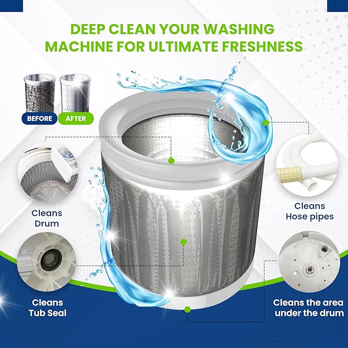 True Fresh Washing Machine Cleaner Tablets, 15 Solid Deep Cleaning Tablet, Finally Clean All Washers Machines Including HE Front Loader Top Load-Ruum Studio Home