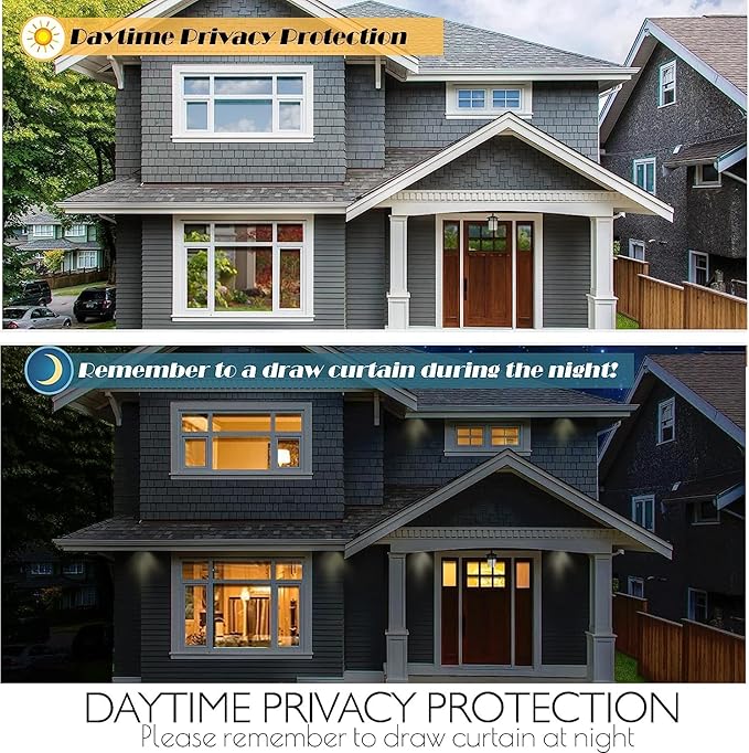 HIDBEA One Way Privacy Window Film, Daytime Mirror Reflective Heat Control UV Sun Blocking Non-Adhesive Static Cling Window Tint for Home and Office(Black-Silver, 41.3 Inch x 6.5 Feet)-Ruum Studio Home