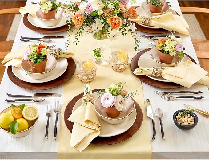 Solino Home Linen Table Runner 48 Inches - 100% Pure Linen Golden Straw Table Runner 14 x 48 Inch Ideal for Dresser and Coffee Tables - Fall, Autumn, Thanksgiving - Fete-Ruum Studio Home