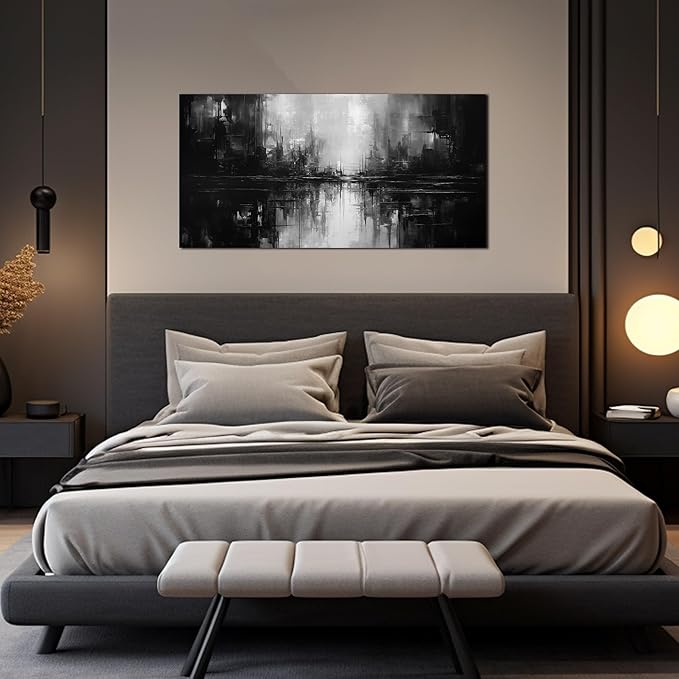 Abstract Wall Pictures for Living Room,Black Art Paintings for Wall Office Wall Art Bedroom Wall Decor 20 x 40 Inch-Ruum Studio Home