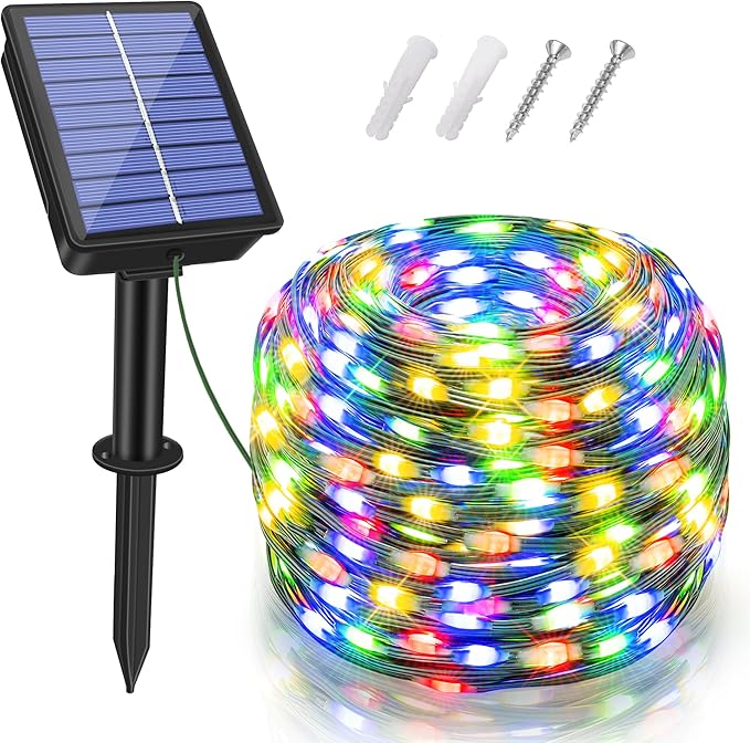 Solar String Lights 120LED 40FT, IP67 Waterproof String Lights for Outside with 8 Lighting Modes, Upgraded Solar Panel Fairy Lights for Garden Party Wedding Decorations (Multicolor)-Ruum Studio Home