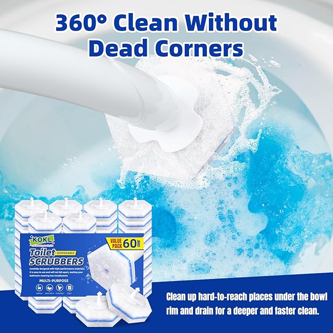 KOKL 60pcs Disposable Toilet Brush, Disposable Toilet Bowl Cleaners for Bathroom Cleaning, Compatible with Most Toilet Brushes-Ruum Studio Home