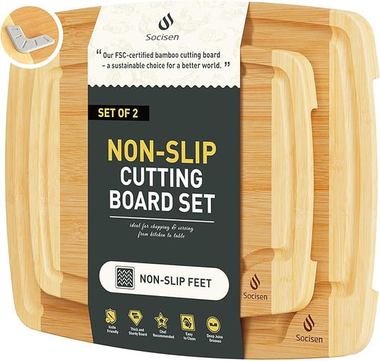 Bamboo Cutting Board Set Non Slip Feet Over Sink Brides Her Wedding Day Bridal Shower Engaged Engagement Hostess Couple Newly Wed House Christmas Married Future Mrs fiancee Unique Cool Gifts-Ruum Studio Home