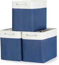 Bidtakay Extra Large Storage Baskets for Shelves 3 Pack Fabric Storage Bins for Organizing Linen Collapsible Organizer for Closet-White&Blue-Ruum Studio Home