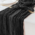 Sioloc Black Cheesecloth Table Runner Fall Autumn Decor for Home 10ft Table Cloth for Wedding Birthday Party Halloween Thanksgiving Decorations-Ruum Studio Home