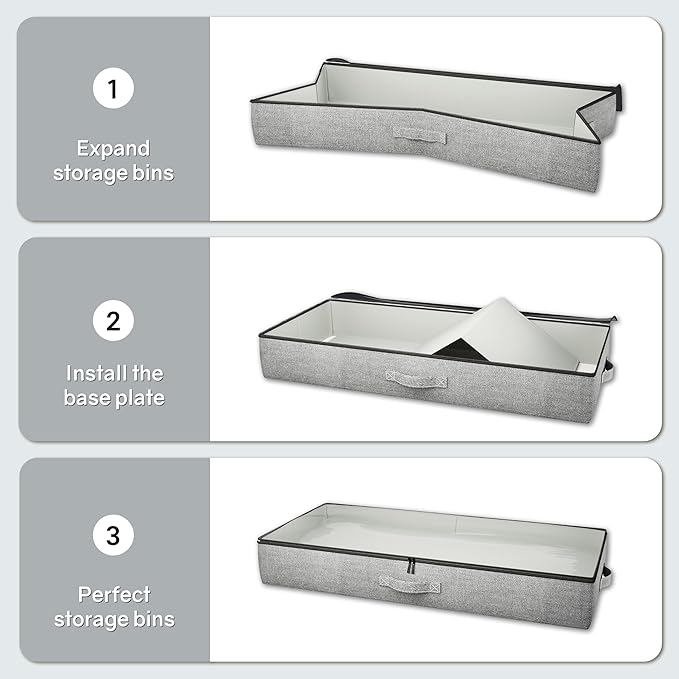 2-Pack Under Bed Storage Containers, 6 Inches Tall Underbed Clothes Storage Organizer Bin with Sturdy Sidewalls/Bottom, Underbed Storage Bins 2 Storage Thin Bins-Ruum Studio Home