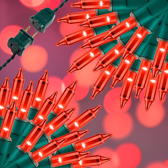 300LIGHTS(2*150L) RED Extra-Bright with End Connectors Christmas Decorative Lights 19.44m UL Certified Mini String Light Set Waterproof for Home Garden Holiday Tree Party Patio Decor Wedding-Ruum Studio Home