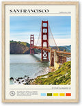 HesenDot Natural OAK Wood Golden Gate Bridge Framed Wall Art,12x16in San Francisco City Skyline Canvas Wall Print,Modern Urban Landmark Wall Decor for Living Room,Bedroom,Office Gallery Gifts Set of 1-Ruum Studio Home