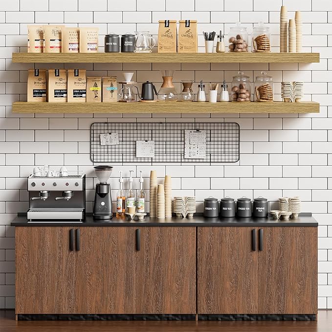 Heimlove 55 Inch Long Floating Shelves for Wall,9.3" Deep Oak Floating Shelves Set of 2,Large Display Shelf & Storage Shelf,Wall Mounted Shelves for Bedroom Living Room Kitchen Office-Ruum Studio Home