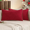 MIULEE Pack of 2 Christmas Pillow Covers 12x20 Inch Red Farmhouse Decorative Throw Pillow Covers with Stitched Edge Soft Chenille Solid Dyed Couch Pillow Covers for Sofa Bed Living Room-Ruum Studio Home