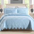 MarCielo 3-Piece 100% Cotton Oversized Bedspread Lightweight Quilt Coverlet Embroidery Farmhouse Bedding Set (TK Light Blue, Oversized King (118"x106"))-Ruum Studio Home