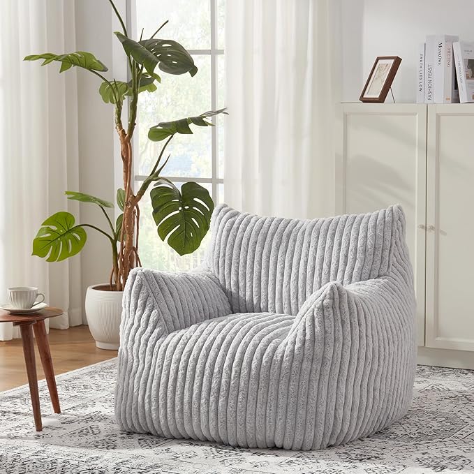 Giant Bean Bag Chairs for Adults with Filling Plush Fluffy Bean Bag Chairs for Teens with Armrests Comfy BeanBag Lazy Couch Sofa Chair for Bedroom Living Room Reading-Ruum Studio Home