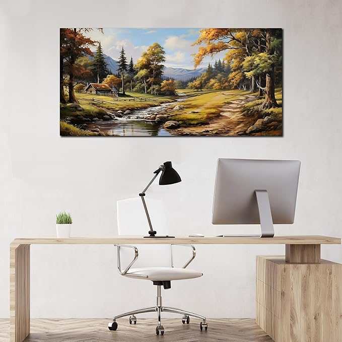 Natural Landscape Pictures for Living Room Wall Decoration,Large Farmhouse Wall Decor Office Canvas Wall Art 29 x 59 Inch-Ruum Studio Home