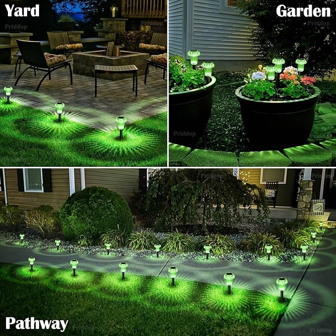 Halloween Solar Lights Outdoor 8 Pack Green LED Waterproof Mushroom Outside Lights for Yard Garden Patio Pathway Walkway Landscape Halloween Decorations-Ruum Studio Home