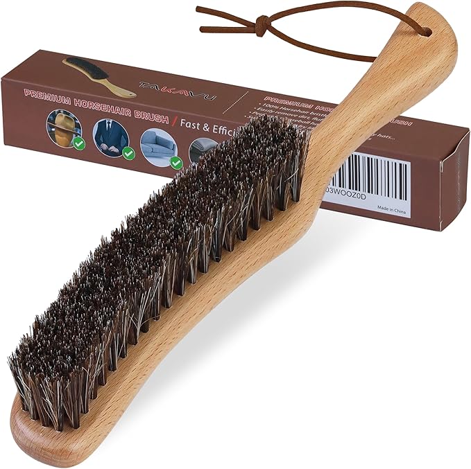 Lint Brush for Clothes with 100% Soft Horse Hair Bristle, Large Beech Wood Handle, Lint Remover for Hat, Pet Hair, Suits, Cashmere, Wool, Velvet, Suede, Shoe-Ruum Studio Home