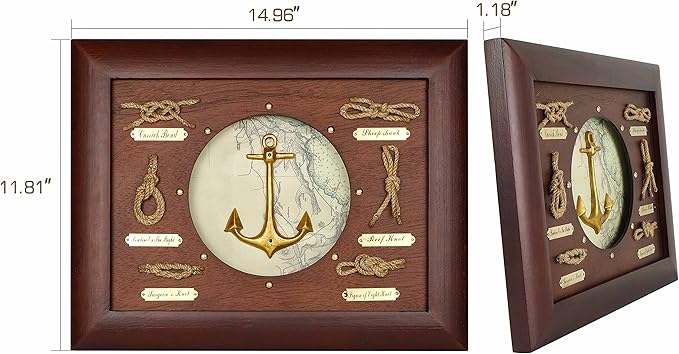 SAILINGSTORY Nautical Wall Decor Knot Board Frame Maritime Decor Coastal Anchor Decor-Ruum Studio Home
