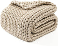 YnM Chunky Throw Blanket, Medium-Weight, Hand Knitted, Skin Friendly, Ventilated and Breathable, Machine Washable, Home Décor Piece for Couch, Sofa and Bed (Beige, 60x80 Inch)-Ruum Studio Home