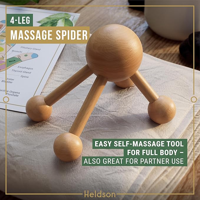 HELDSON® Wooden Therapy Massage Tools [6 Pieces] - Wood Rollers for Body Sculpting - Lymphatic Drainage Massager - Cellulite Tool - Maderoterapia Kit - Back Rolling Stick - Wellness Gifts Women, Men-Ruum Studio Home