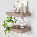 Deep Floating Shelves for Wall | 16 Inch Wide x 12 Inch Deep Floating Shelves Set of 2 | Rustic Grey Wood Wide Wall Shelves | Bookshelf Laundry Shelf TV Shelf-Ruum Studio Home
