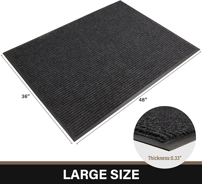 Large Front Door Mat, 48" x 36" Durable Front Doormat, Heavy Duty Large Welcome Door Matt for Home Entrance, No Slip Rubber Low Profile Door Mats for High Traffic Area-Ruum Studio Home