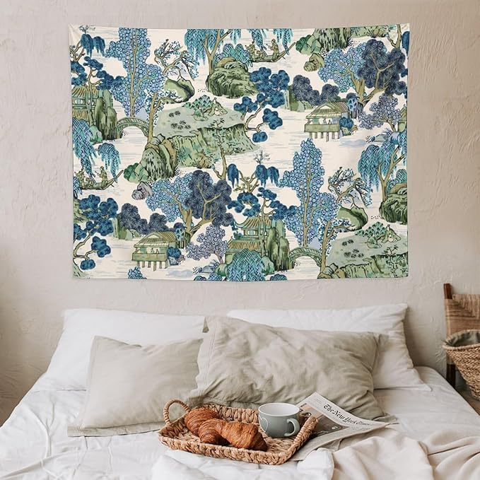 Asian Floral Wall Tapestry, 40"x30", Bedroom & Living Room Decor-Ruum Studio Home