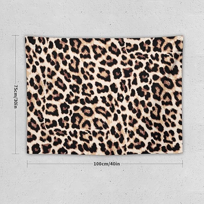 HZOHNAGO Leopard Print Tapestry Rustic Brown Leopard Wild Animal Printed Wall Tapestry Painting Wall Hanging for Bedroom Living Room Dorm 40" W x 30" H-Ruum Studio Home