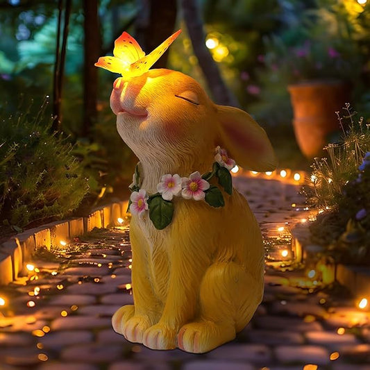 Attivolife Solar Rabbit Garden Light, Outdoor Bunny Statues Patio Ornament Decor for Lawn Balcony Yard, Perfect Housewarming Gifts for Mum Grandmom on Birthday Mother's Day-Ruum Studio Home