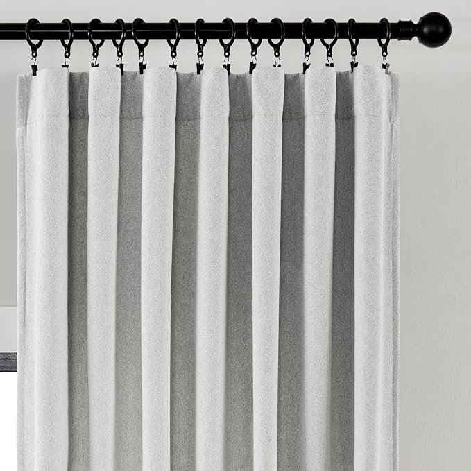 Joydeco Faux Linen Curtains 96 Inches Long 2 Panels Set for Bedroom Living Room, 52 inch Wide Light Filtering Drapes with Back Tab & Rod Pockets (52x96 inch, Greyish White)-Ruum Studio Home