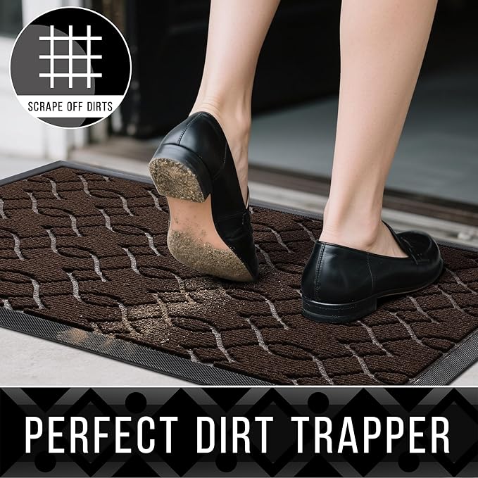 Yimobra Front Door Mat Outdoor Indoor 29.5x17, All-Season, All-Weather, Heavy Duty Welcome Door Mats Outside Entrance, Non Slip Porch Patio Entrance Mat, Coffee-Ruum Studio Home