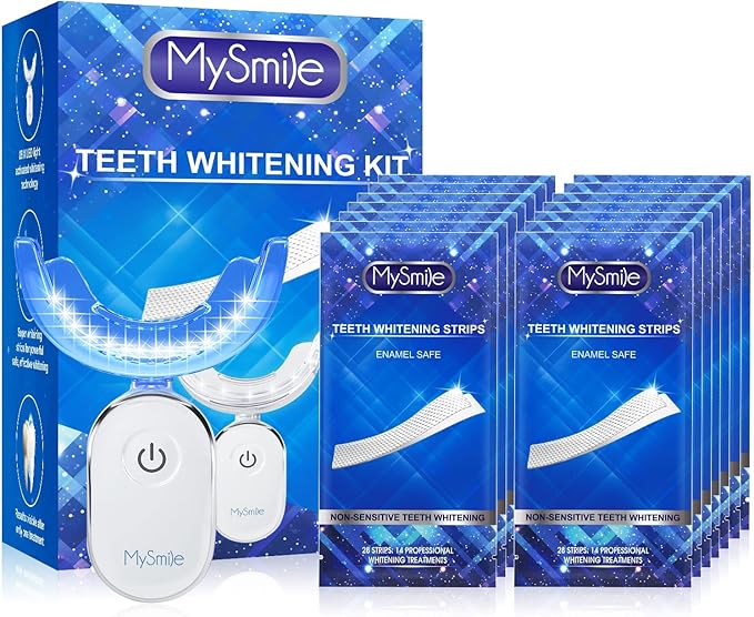 MySmile Teeth Whitening Strips Kit 14 Treatments with 28 LED Light - 10 Min Non-Sensitive Fast Whitening Teeth Enamel Safe Teeth Whitener - Helps to Remove Deep Stains-Ruum Studio Home